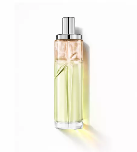 Creamy Delight: botella alta con degradado verde y ámbar sobre fondo blanco.