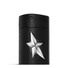 Mugler A*Men Fantasm Eau de Toilette in black cylindrical bottle with silver star on white background
