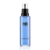 Frasco de recarga azul de A*Men Eau de Toilette con tapón pulverizador negro sobre fondo blanco.
