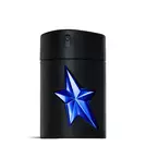 Mugler A*Men Stellar Eau de Toilette in black cylindrical bottle with electric blue star on white background